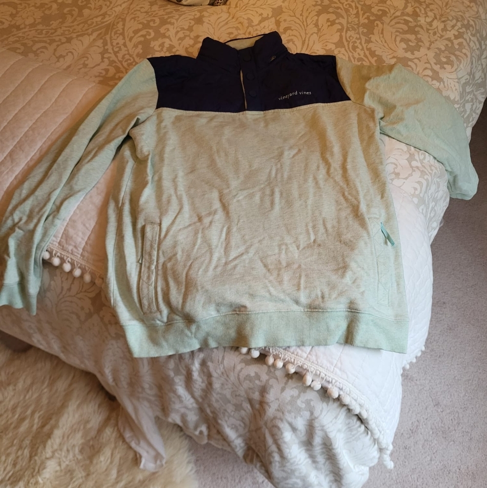 Navy blue and heathered mint green shep shirt
